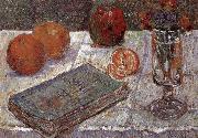 Paul Signac The still life having book and oranges Germany oil painting artist